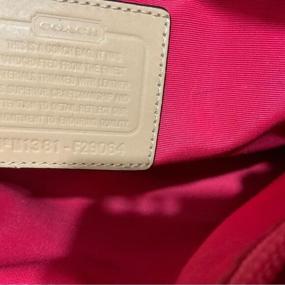 Coach Signature Bag F29084 Carryall Large Tote Drawstring Khaki Pomegranate Brow - Picture 13 of 14